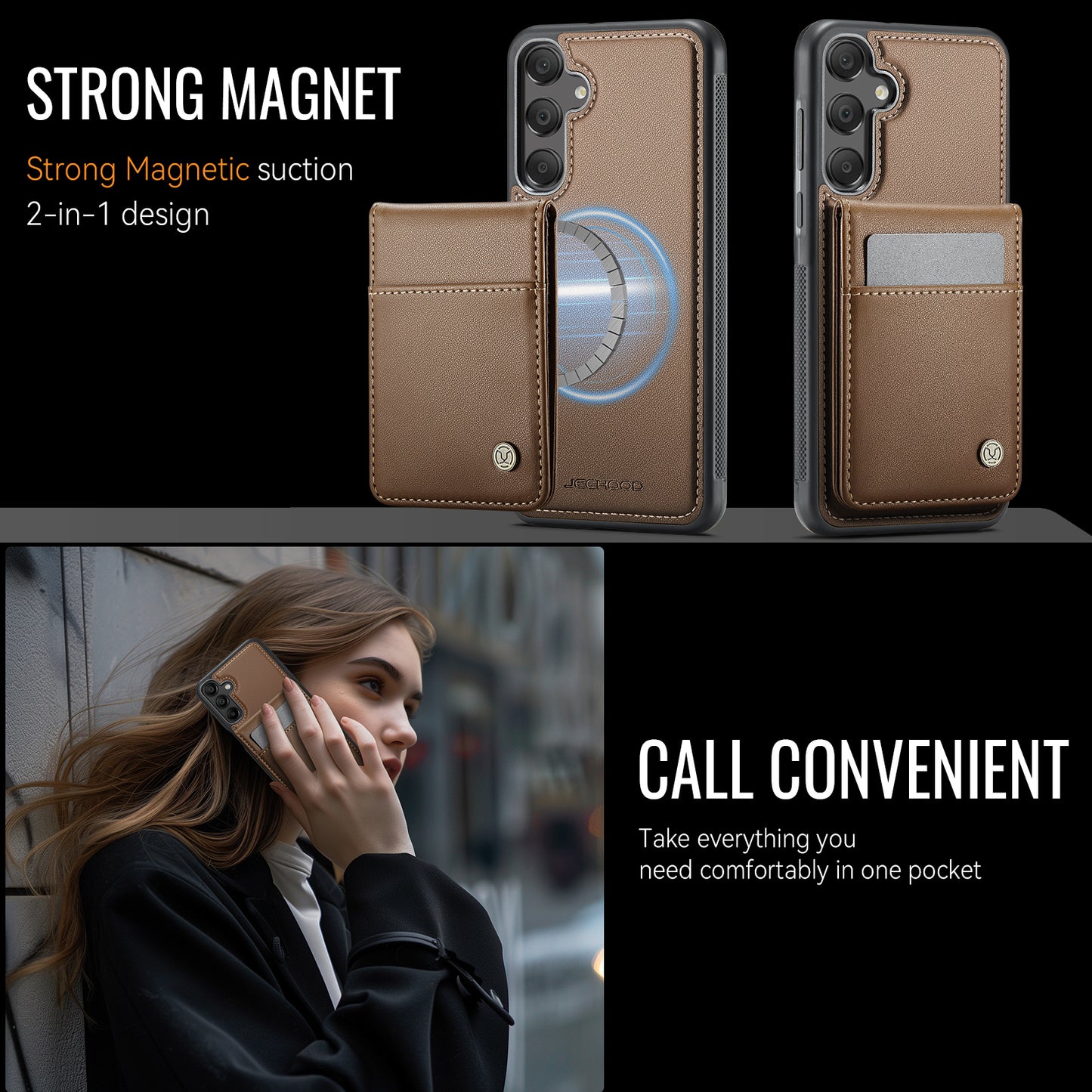 Galaxy A55 5G / A35 5G Leder-Hülle mit Kartenfach & RFID-Schutz – MagSafe kompatibel