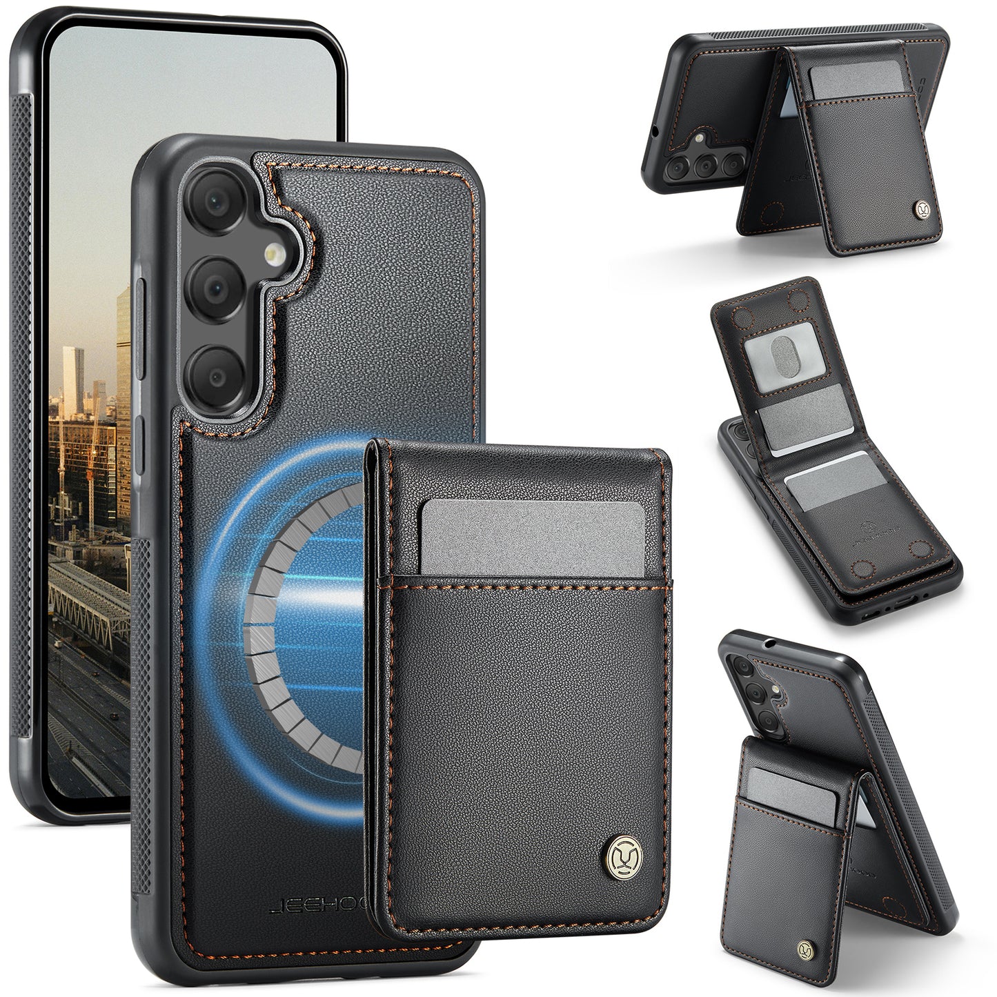 Galaxy A55 5G / A35 5G Leder-Hülle mit Kartenfach & RFID-Schutz – MagSafe kompatibel