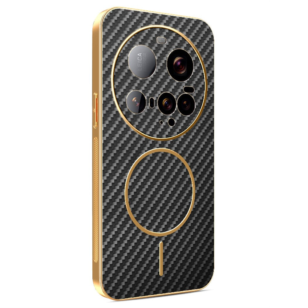 For Xiaomi 15 Ultra Phone Case Carbon Fiber Textured Electroplated TPU Back Cover