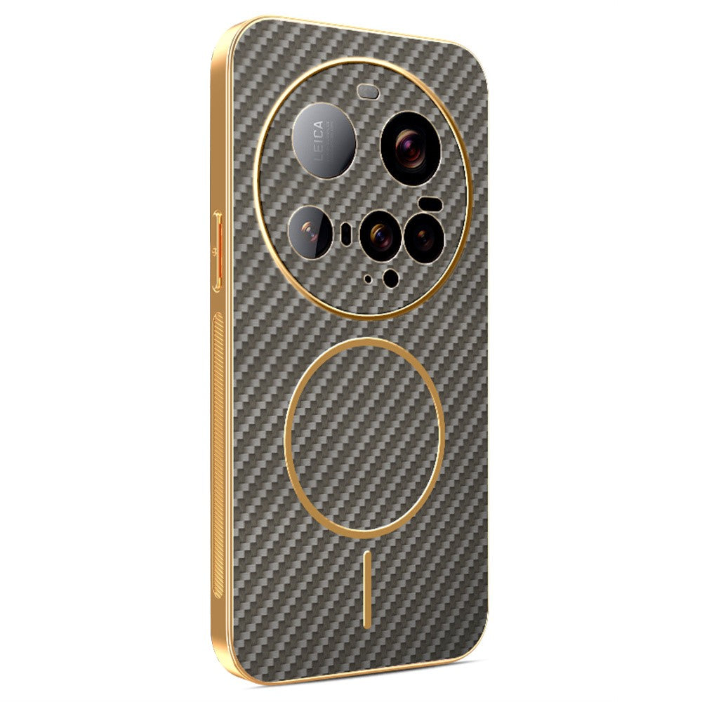 For Xiaomi 15 Ultra Phone Case Carbon Fiber Textured Electroplated TPU Back Cover