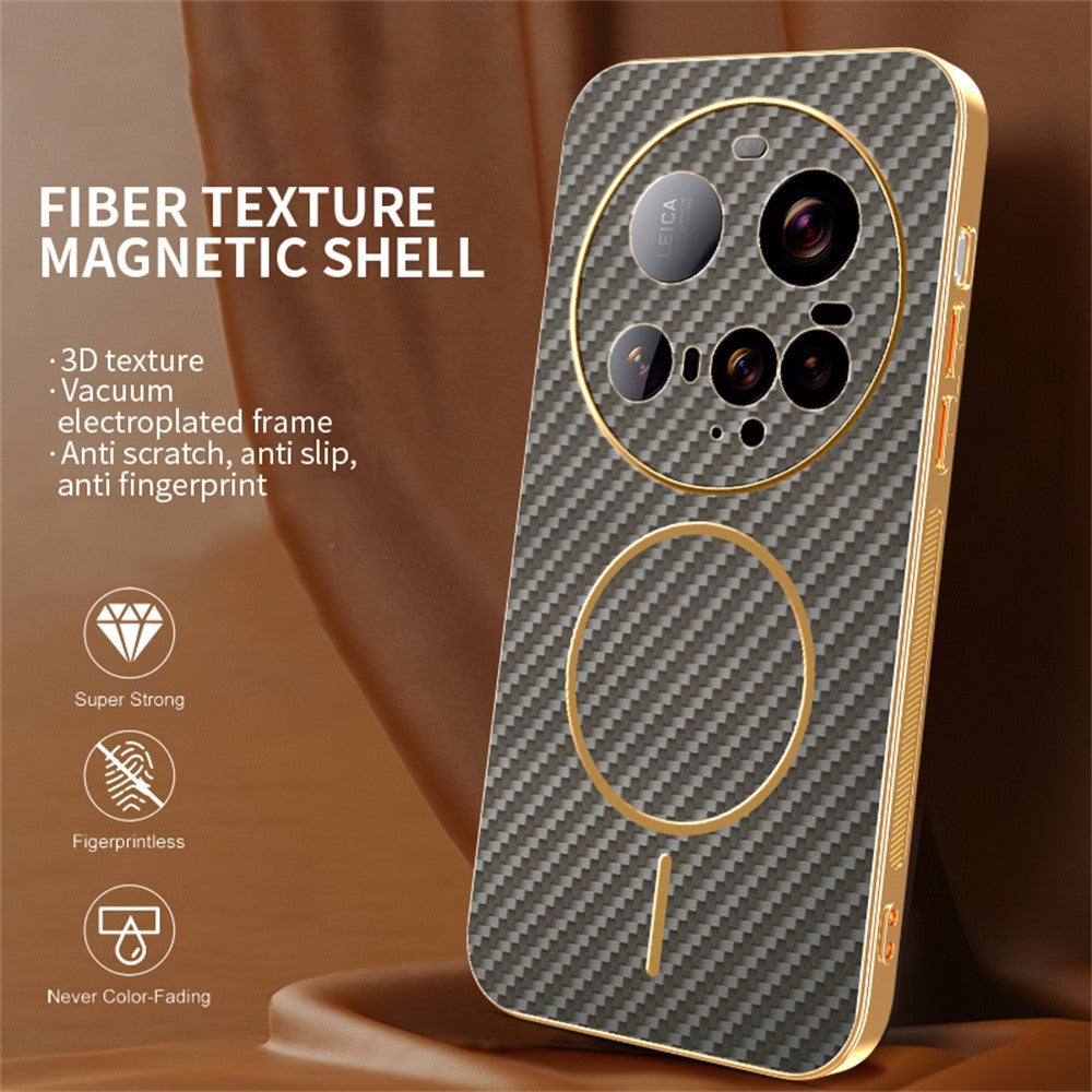 For Xiaomi 15 Ultra Phone Case Carbon Fiber Textured Electroplated TPU Back Cover