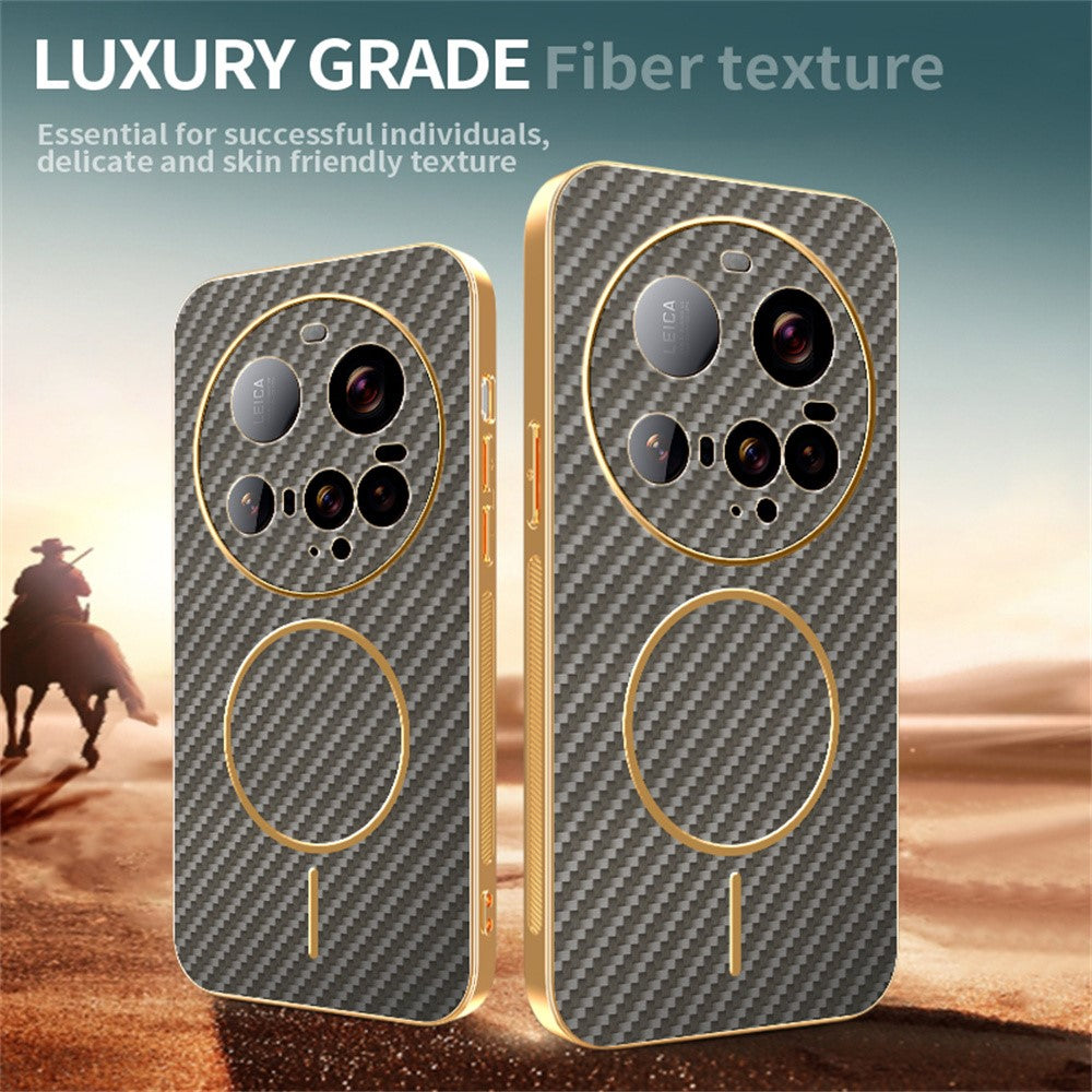 For Xiaomi 15 Ultra Phone Case Carbon Fiber Textured Electroplated TPU Back Cover