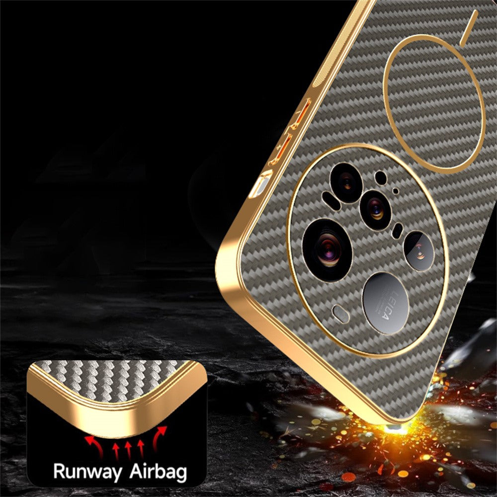For Xiaomi 15 Ultra Phone Case Carbon Fiber Textured Electroplated TPU Back Cover