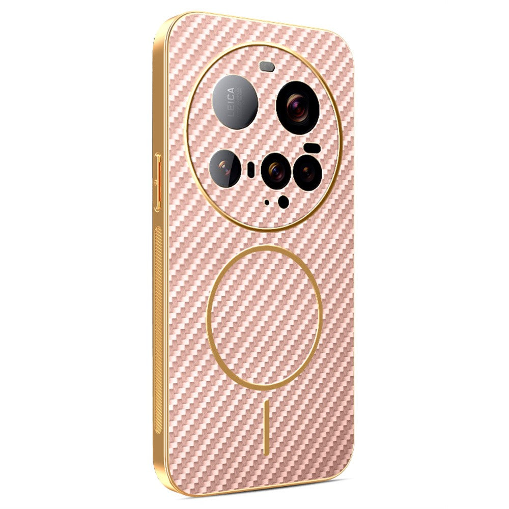 For Xiaomi 15 Ultra Phone Case Carbon Fiber Textured Electroplated TPU Back Cover