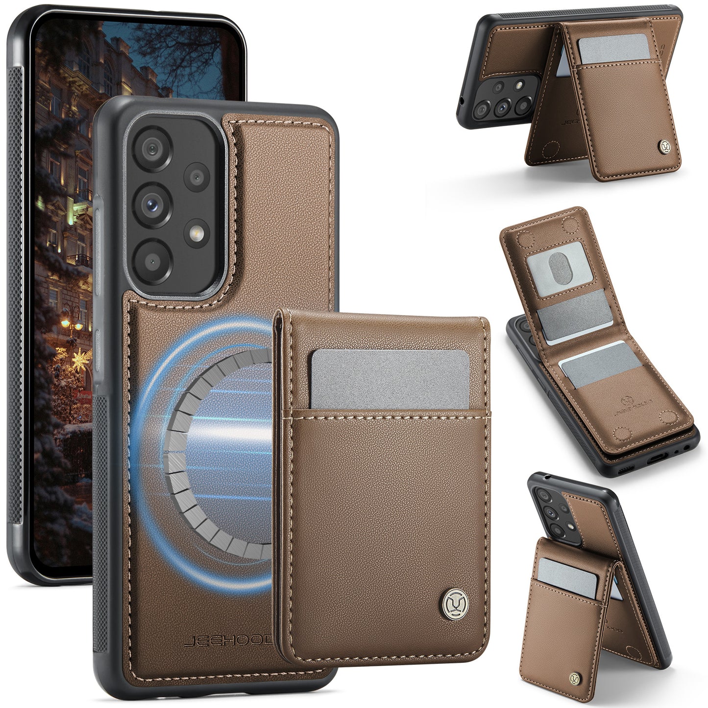Galaxy A52 4G/5G / Galaxy A52s 5G Leder-Hülle mit Kartenfach & RFID-Schutz – MagSafe kompatibel