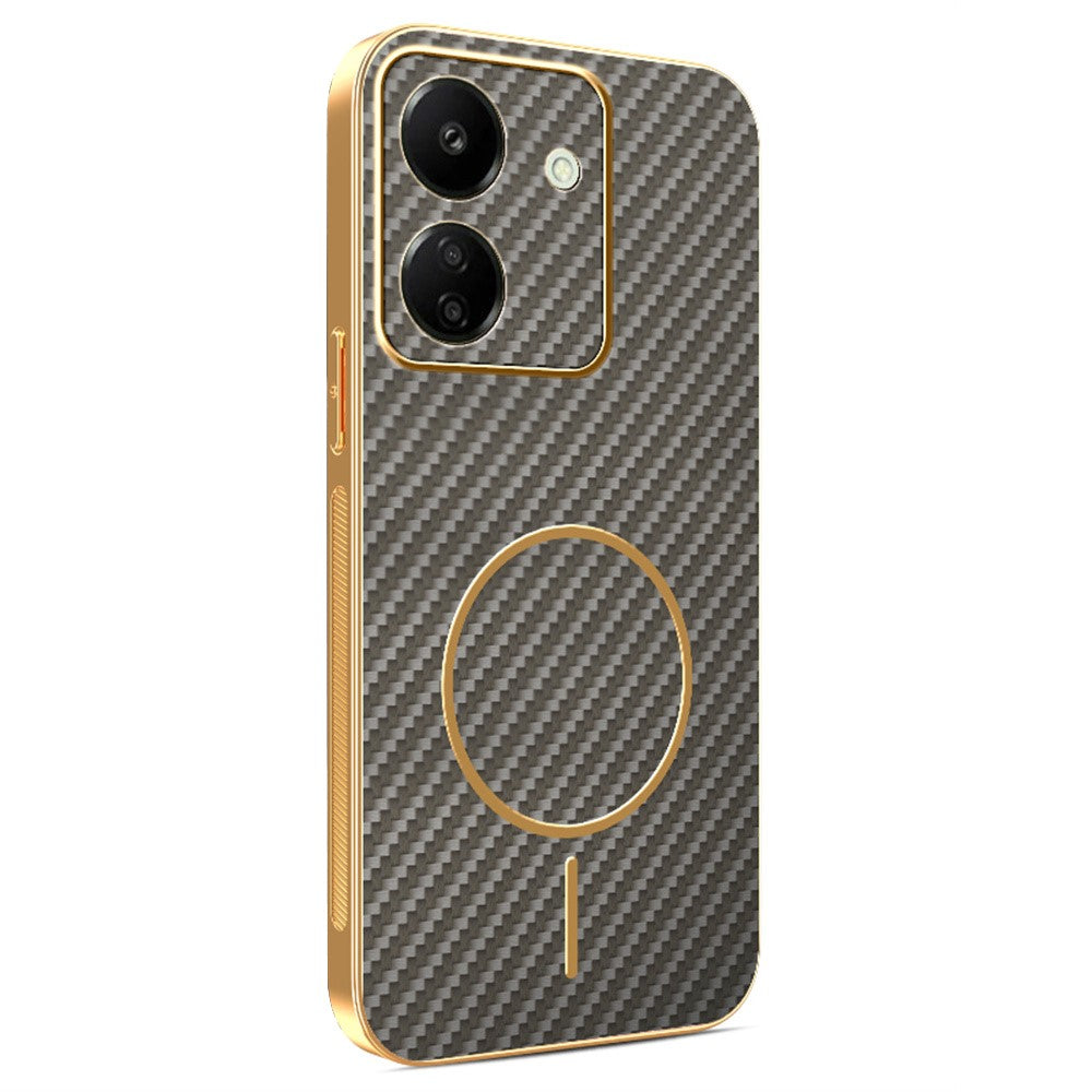 For Xiaomi Redmi 13C 4G / Poco C65 4G Phone Case Carbon Fiber Textured Electroplated TPU Back Cover