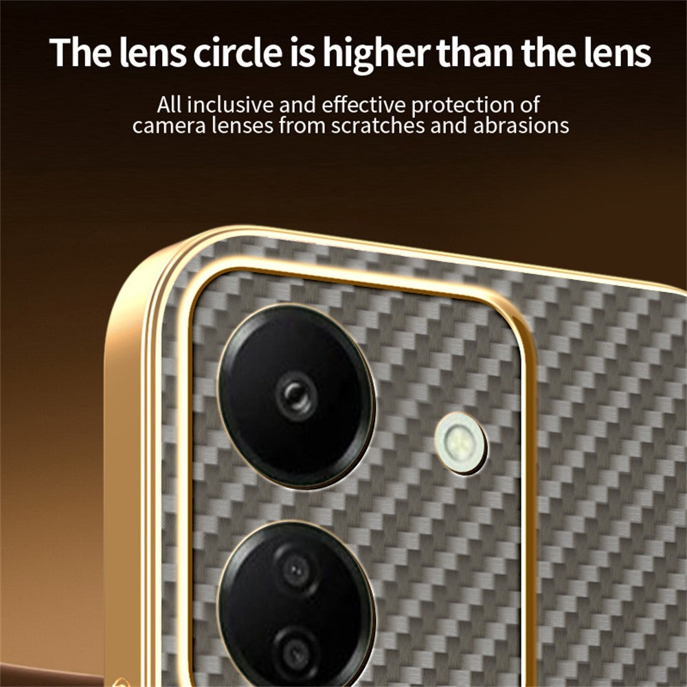For Xiaomi Redmi 13C 4G / Poco C65 4G Phone Case Carbon Fiber Textured Electroplated TPU Back Cover