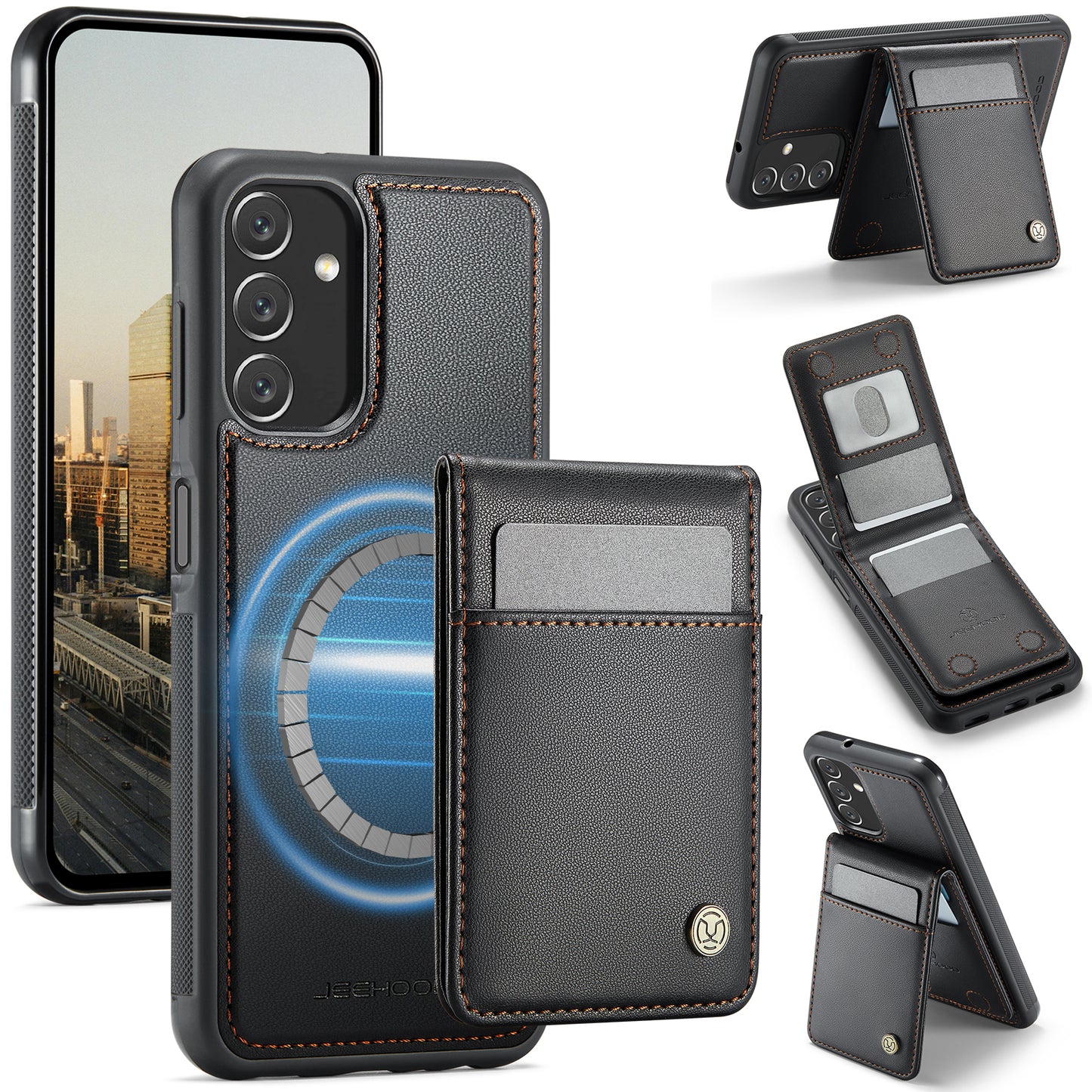 Galaxy A14 4G/5G / M44 5G Leder-Hülle mit Kartenfach & RFID-Schutz – MagSafe kompatibel