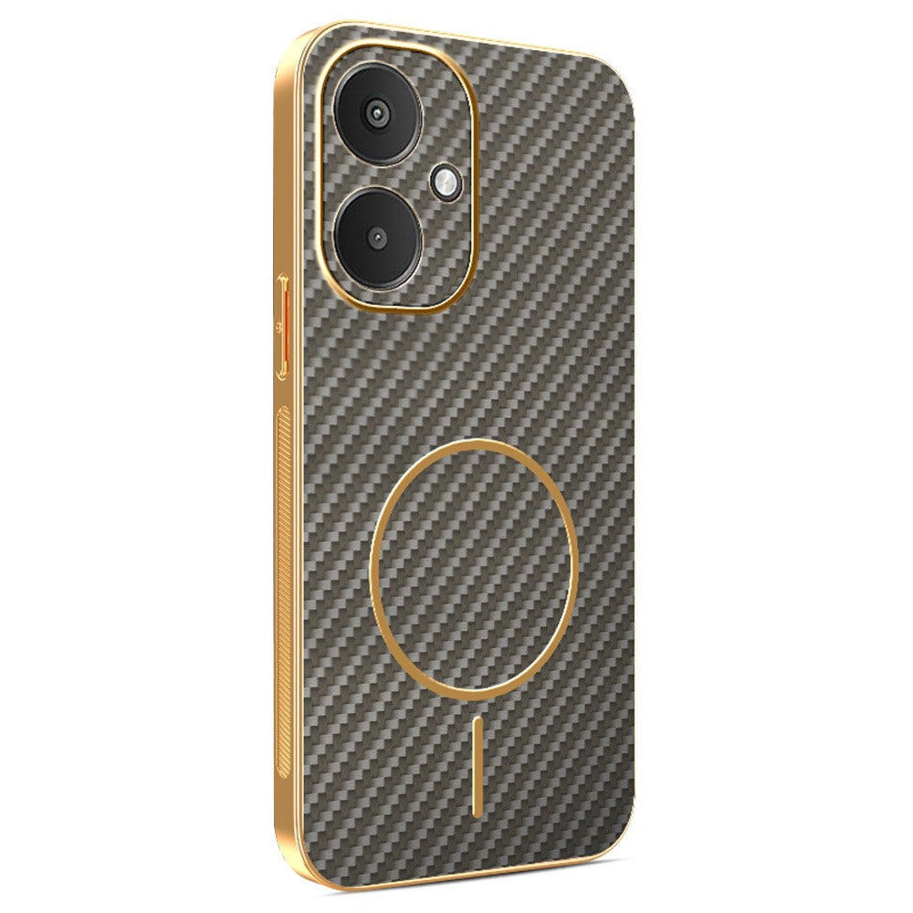 Phone Case For Xiaomi Redmi 13C 5G / 13R 5G / Poco M6 5G Carbon Fiber Textured Electroplated TPU Back Cover