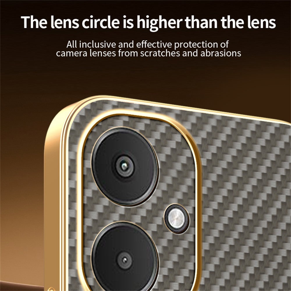 Phone Case For Xiaomi Redmi 13C 5G / 13R 5G / Poco M6 5G Carbon Fiber Textured Electroplated TPU Back Cover