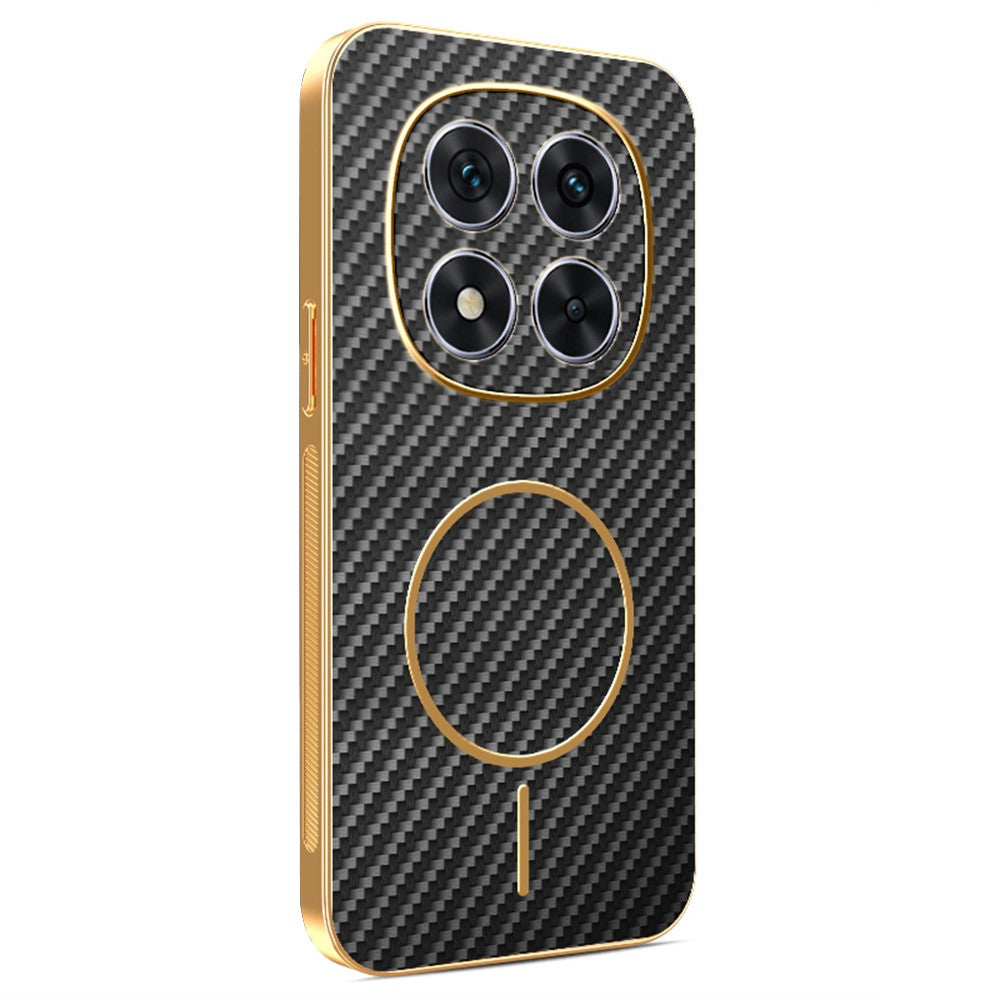 For Xiaomi Redmi Note 14 Pro 4G Phone Case Carbon Fiber Textured Electroplated TPU Back Cover