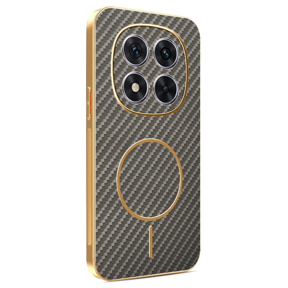For Xiaomi Redmi Note 14 Pro 4G Phone Case Carbon Fiber Textured Electroplated TPU Back Cover