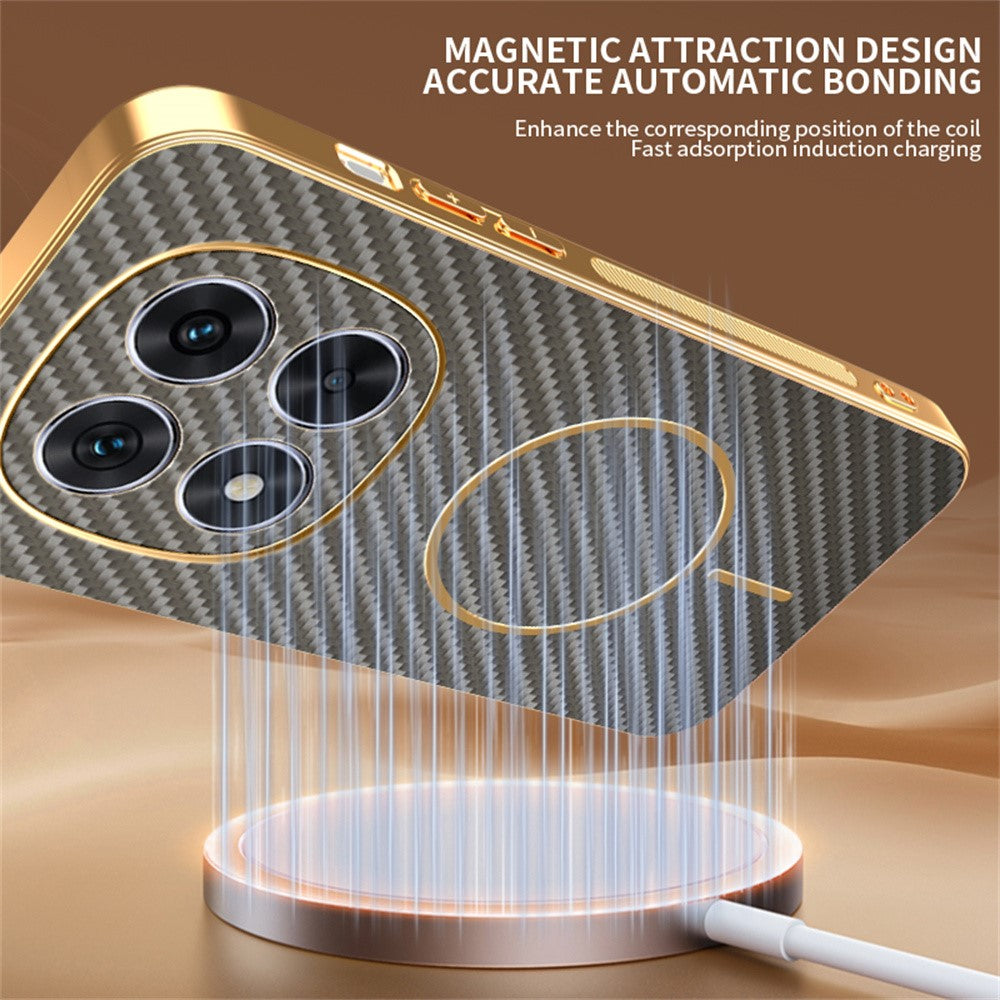 For Xiaomi Redmi Note 14 Pro 4G Phone Case Carbon Fiber Textured Electroplated TPU Back Cover