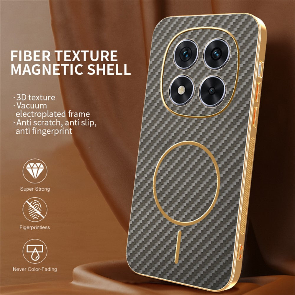 For Xiaomi Redmi Note 14 Pro 4G Phone Case Carbon Fiber Textured Electroplated TPU Back Cover