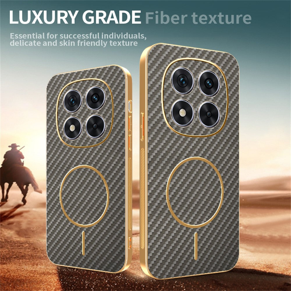 For Xiaomi Redmi Note 14 Pro 4G Phone Case Carbon Fiber Textured Electroplated TPU Back Cover