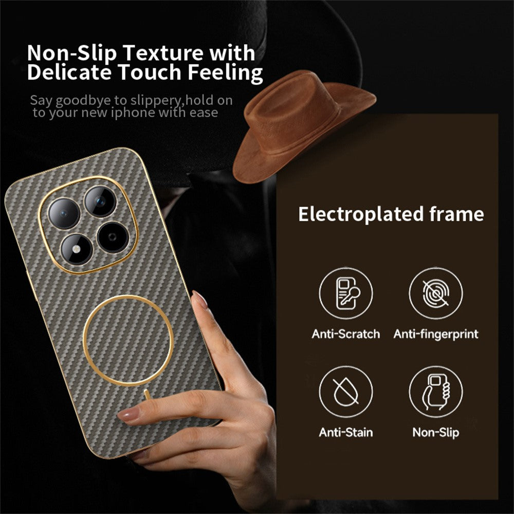 For Xiaomi Redmi Note 15 Pro 5G (Global) Phone Case Carbon Fiber Textured Electroplated TPU Back Cover