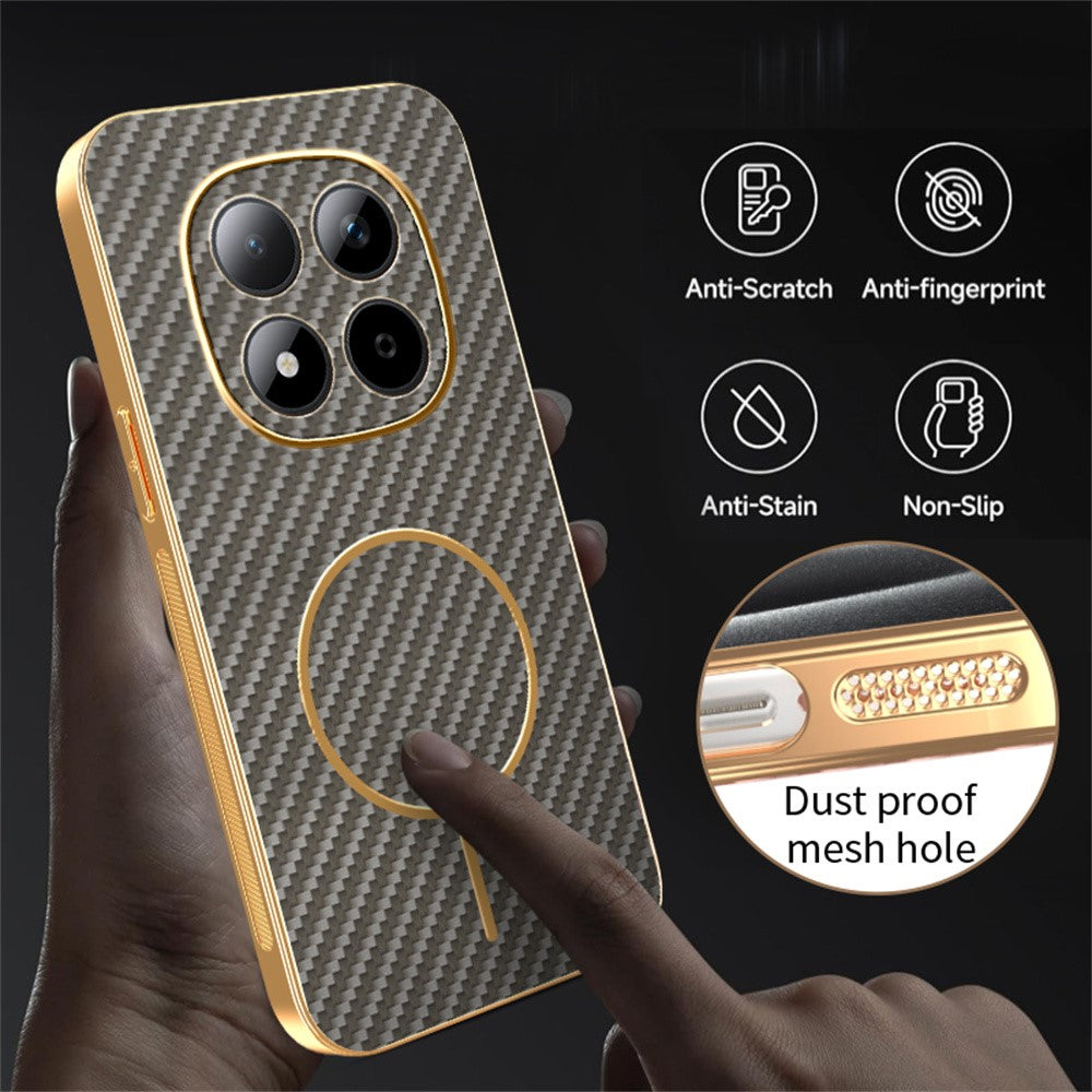 For Xiaomi Redmi Note 15 Pro 5G (Global) Phone Case Carbon Fiber Textured Electroplated TPU Back Cover