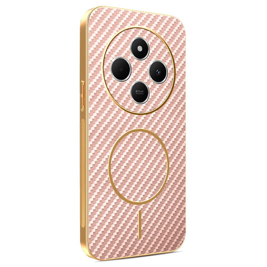Phone Case For Xiaomi Redmi 14C 4G / 14R 5G / A4 5G / Poco C75 4G Carbon Fiber Textured Electroplated TPU Back Cover