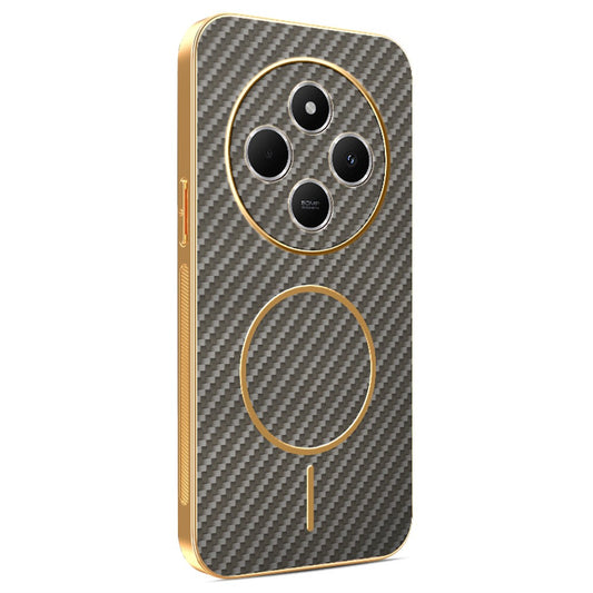Phone Case For Xiaomi Redmi 14C 4G / 14R 5G / A4 5G / Poco C75 4G Carbon Fiber Textured Electroplated TPU Back Cover