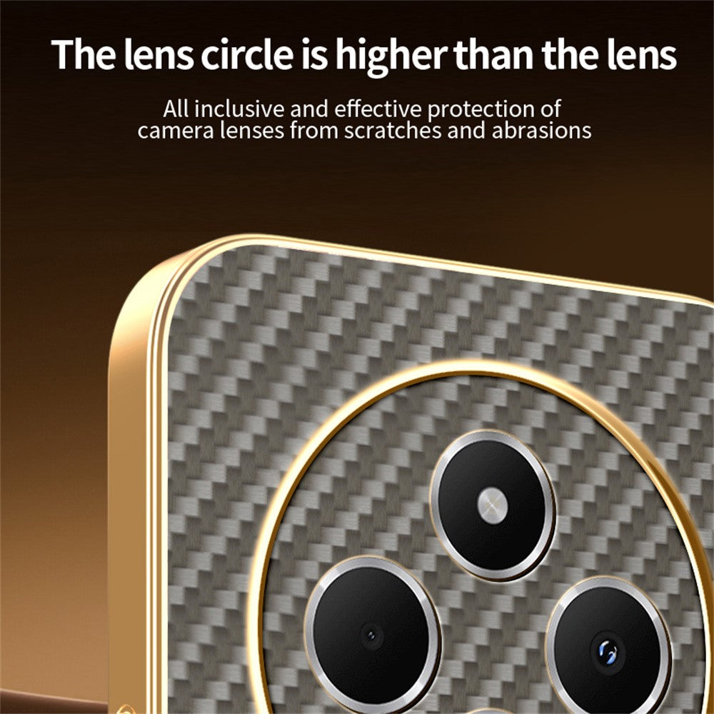 Phone Case For Xiaomi Redmi 14C 4G / 14R 5G / A4 5G / Poco C75 4G Carbon Fiber Textured Electroplated TPU Back Cover