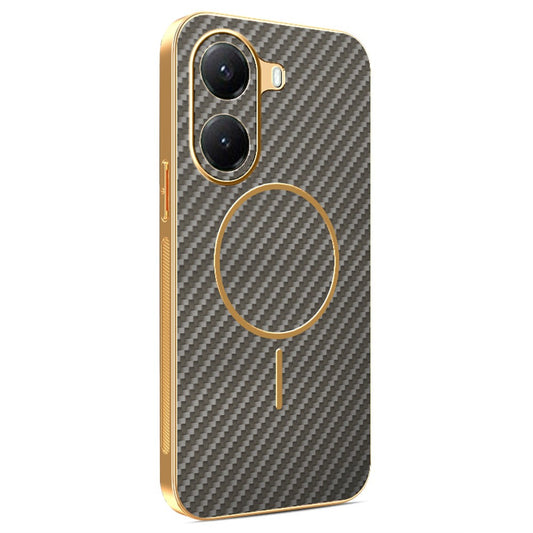 For Xiaomi Poco X7 Pro 5G / Redmi Turbo 4 5G Phone Case Carbon Fiber Textured Electroplated TPU Back Cover