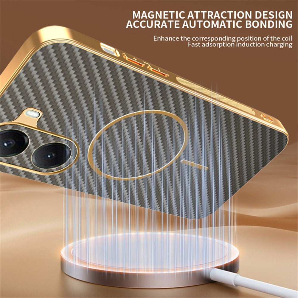 For Xiaomi Poco X7 Pro 5G / Redmi Turbo 4 5G Phone Case Carbon Fiber Textured Electroplated TPU Back Cover