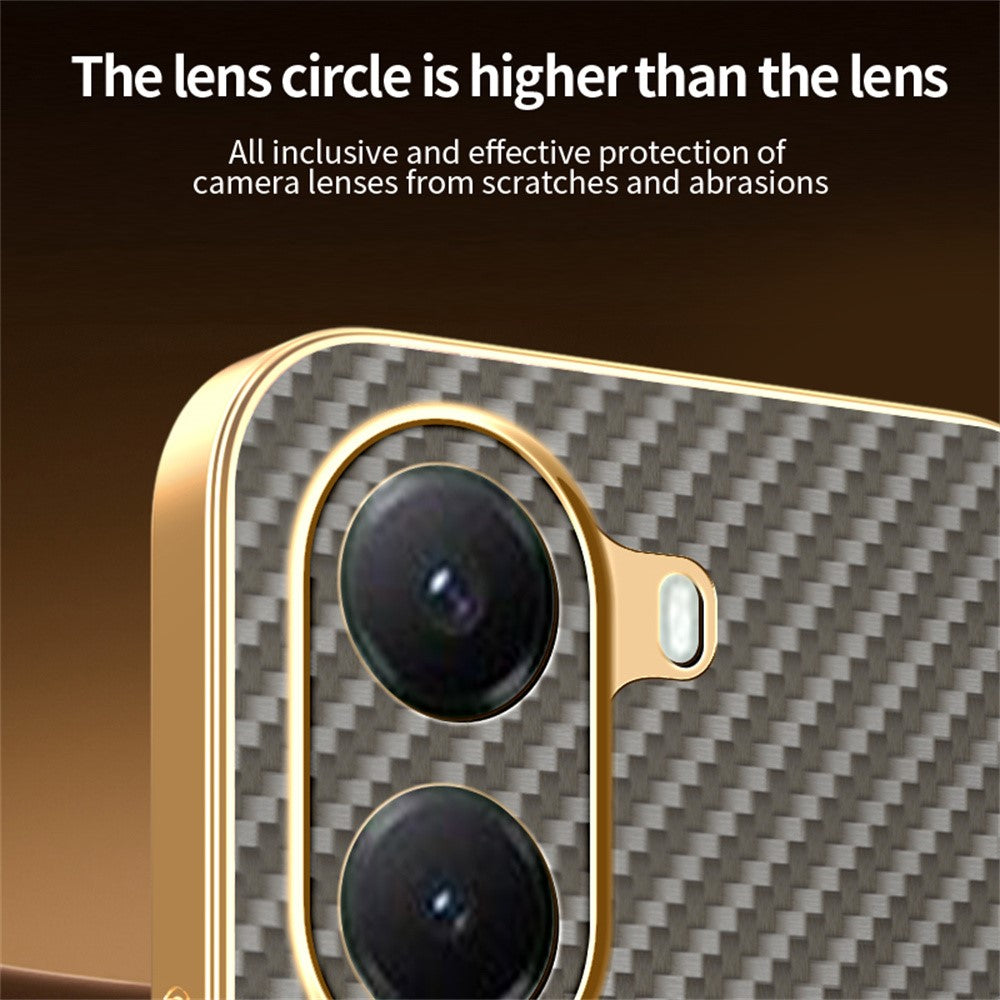 For Xiaomi Poco X7 Pro 5G / Redmi Turbo 4 5G Phone Case Carbon Fiber Textured Electroplated TPU Back Cover