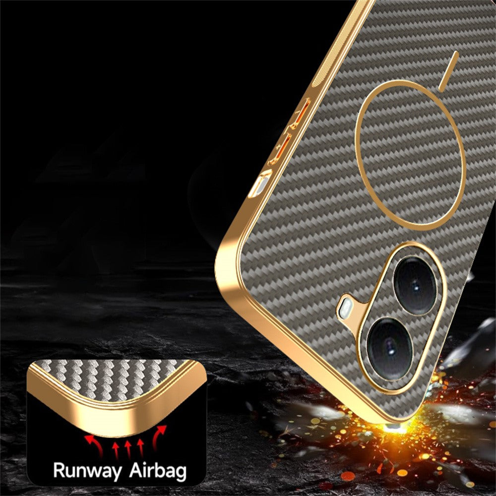 For Xiaomi Poco X7 Pro 5G / Redmi Turbo 4 5G Phone Case Carbon Fiber Textured Electroplated TPU Back Cover