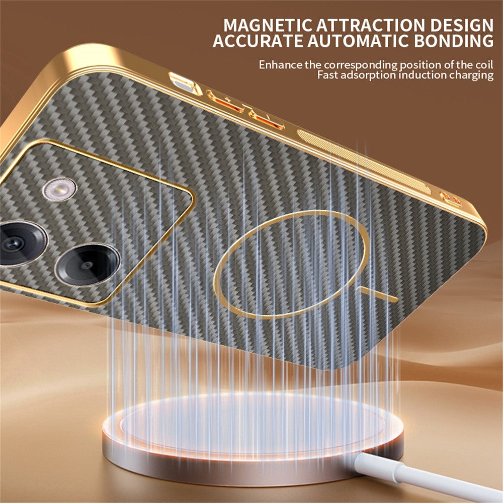 For Xiaomi Poco M7 Pro 5G Phone Case Carbon Fiber Textured Electroplated TPU Back Cover