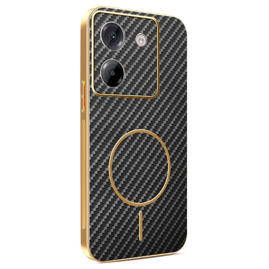 Xiaomi Poco M7 Pro 5G Handyhülle – aus strukturiertem, galvanisiertem TPU mit Kohlefaser-Rückseite