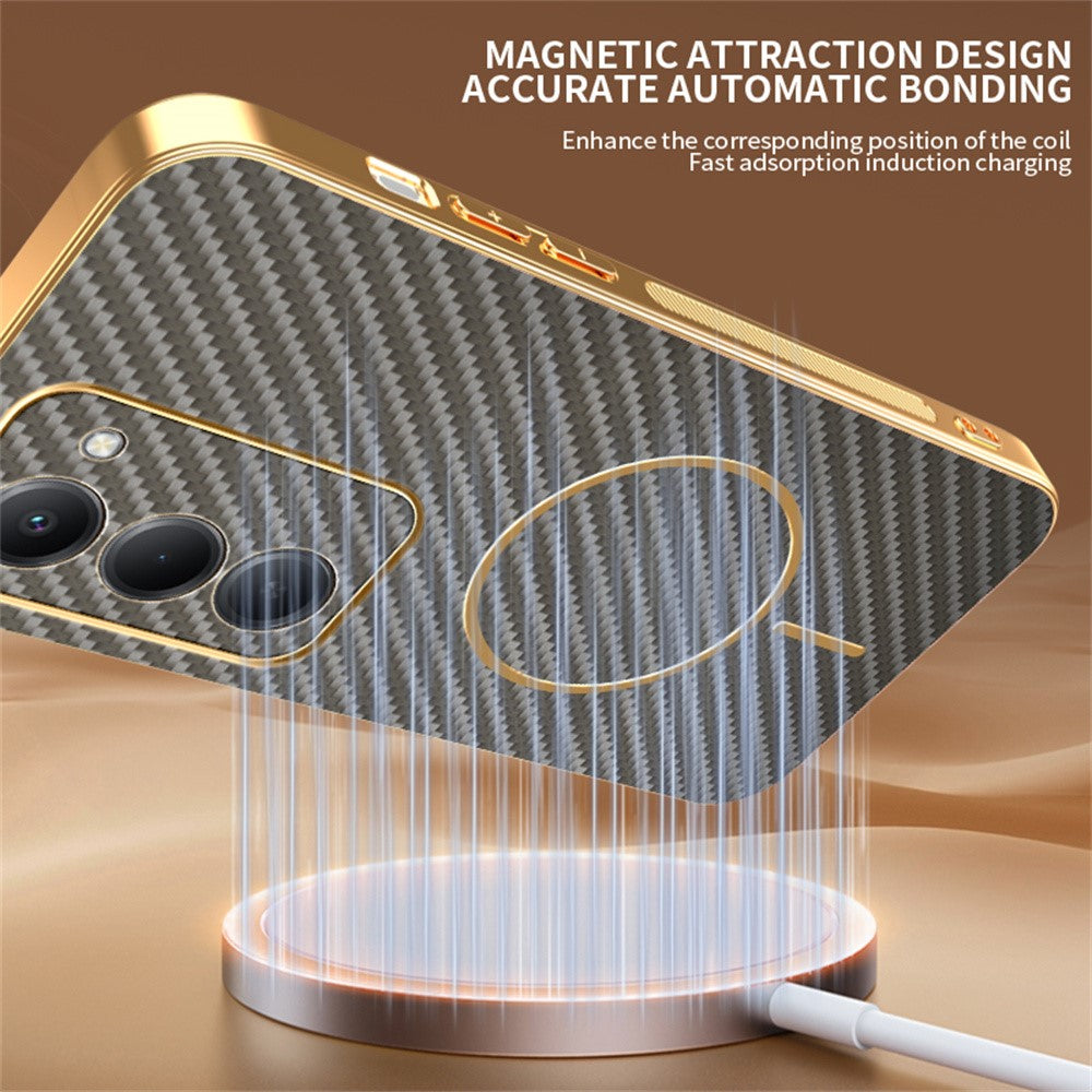 For Xiaomi Redmi 15 4G (EU) (171mm) Phone Case Carbon Fiber Textured Electroplated TPU Back Cover