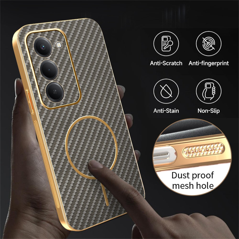 For Xiaomi Redmi 15 4G (EU) (171mm) Phone Case Carbon Fiber Textured Electroplated TPU Back Cover