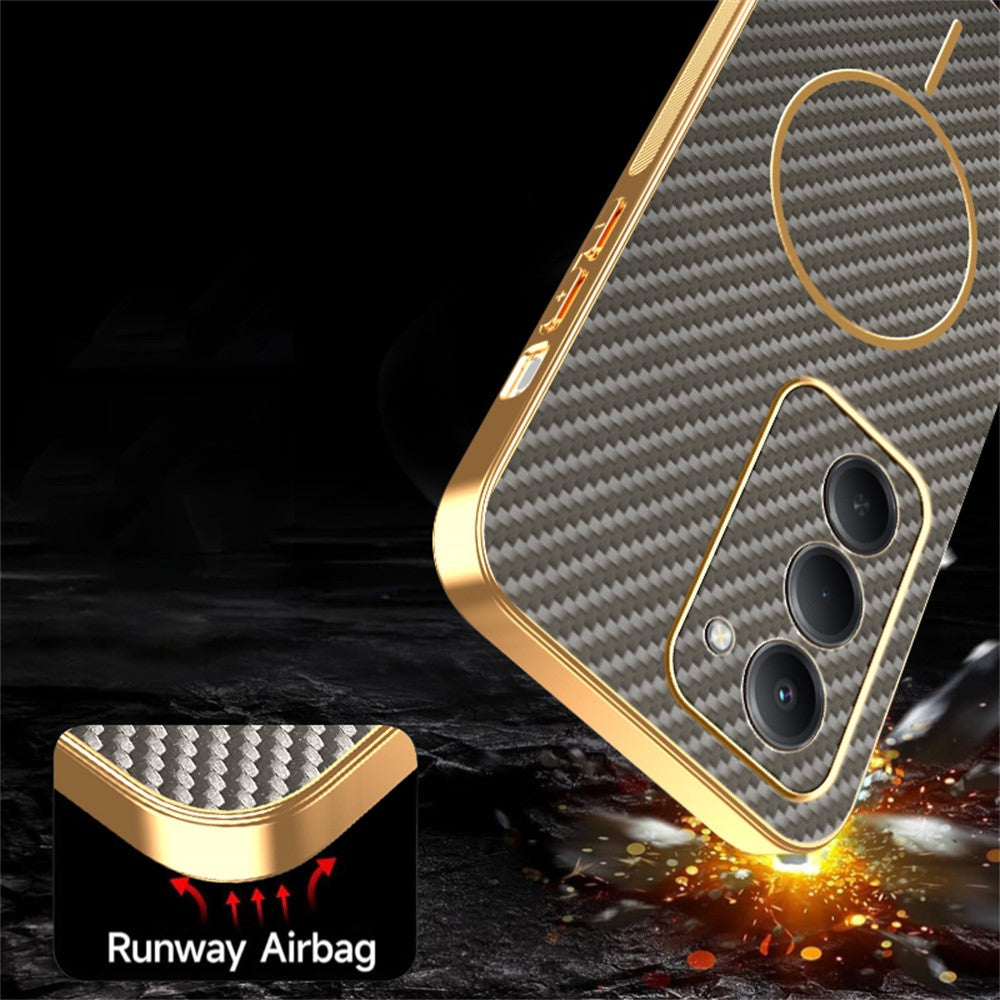 For Xiaomi Redmi 15 4G (EU) (171mm) Phone Case Carbon Fiber Textured Electroplated TPU Back Cover
