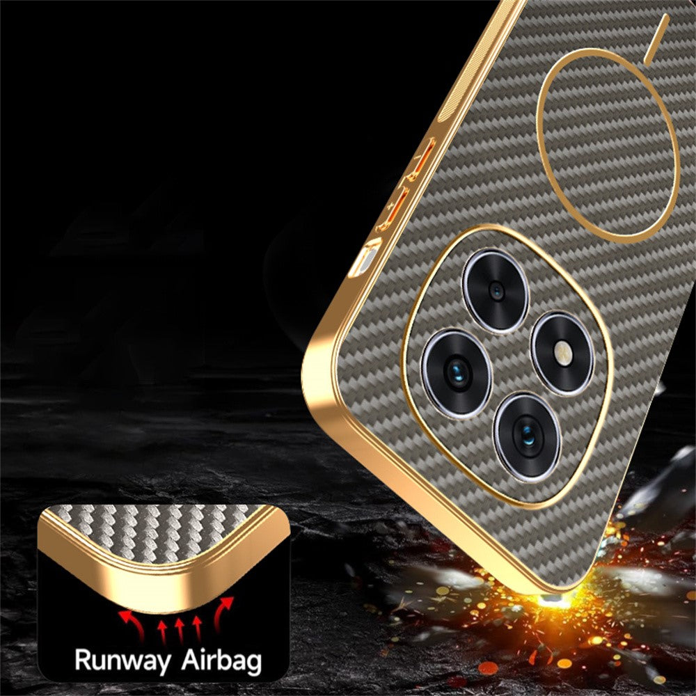 For Xiaomi Redmi Note 14 Pro 5G / Poco X7 5G Phone Case Carbon Fiber Textured Electroplated TPU Back Cover