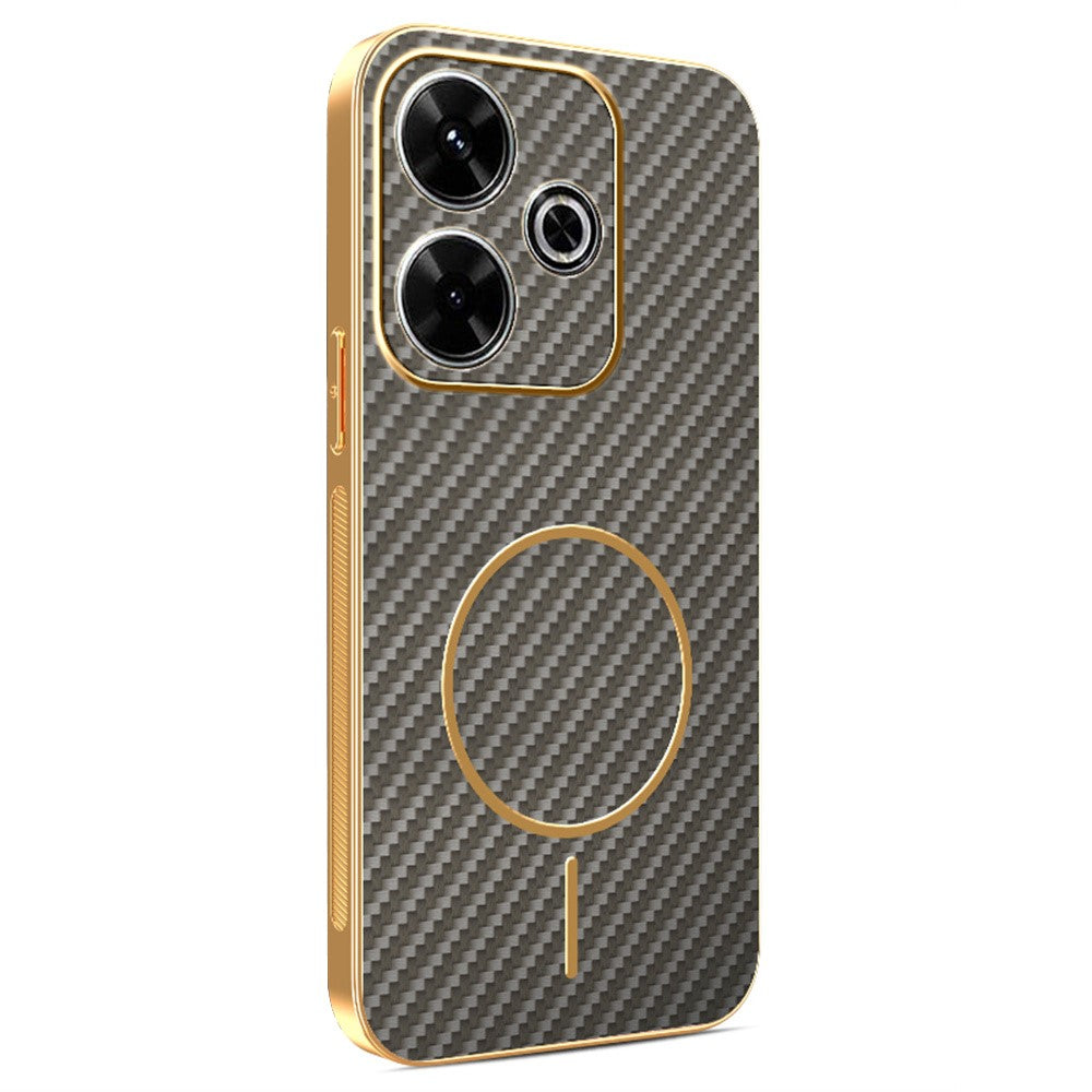 Phone Case For Xiaomi Redmi 13 4G / 5G / Note 13R 5G / Poco M6 4G / M6 Plus 5G Carbon Fiber Textured Electroplated TPU Back Cover