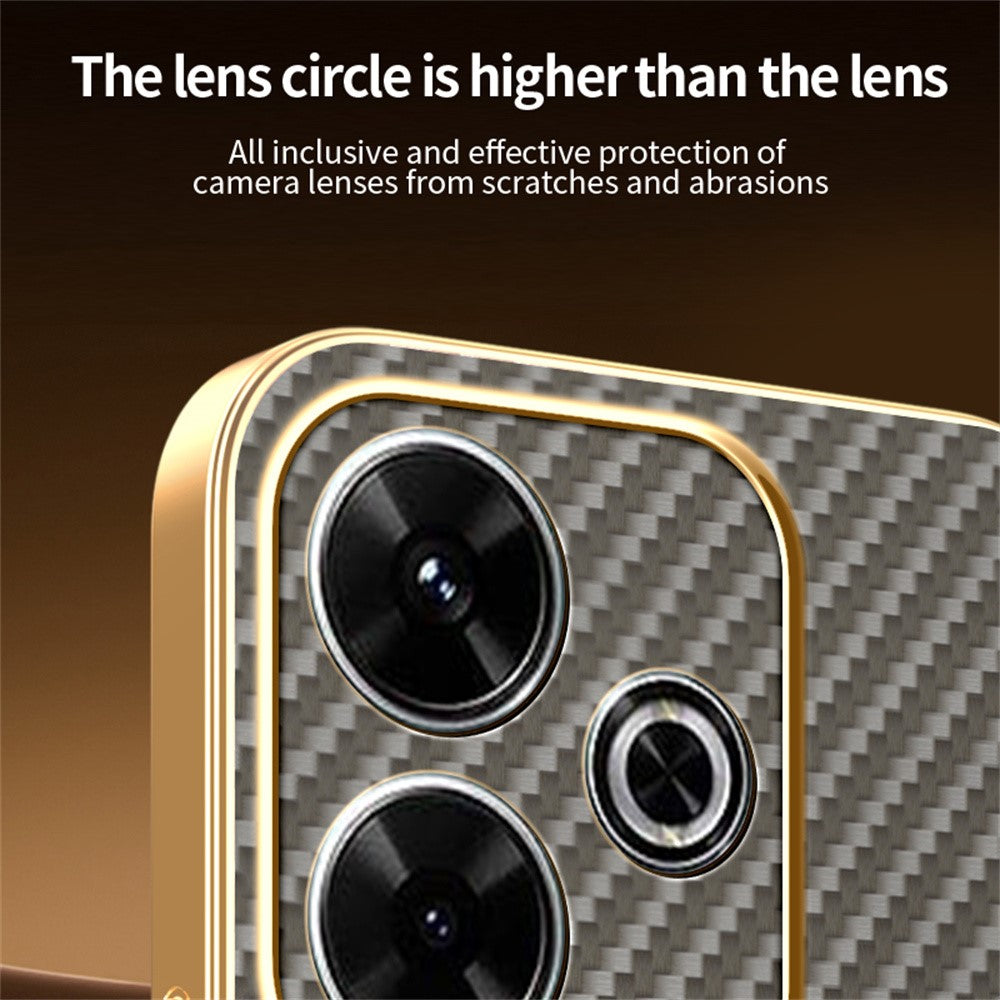 Phone Case For Xiaomi Redmi 13 4G / 5G / Note 13R 5G / Poco M6 4G / M6 Plus 5G Carbon Fiber Textured Electroplated TPU Back Cover