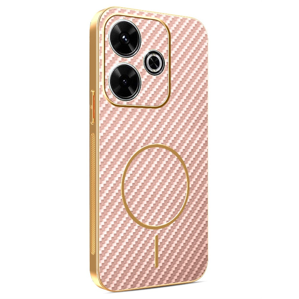 Phone Case For Xiaomi Redmi 13 4G / 5G / Note 13R 5G / Poco M6 4G / M6 Plus 5G Carbon Fiber Textured Electroplated TPU Back Cover