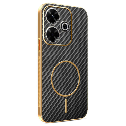 Phone Case For Xiaomi Redmi 13 4G / 5G / Note 13R 5G / Poco M6 4G / M6 Plus 5G Carbon Fiber Textured Electroplated TPU Back Cover