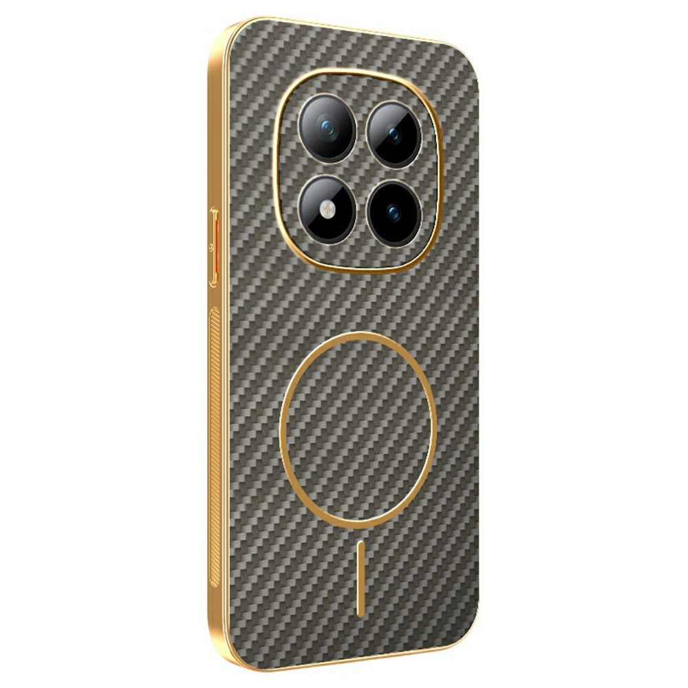 For Xiaomi Redmi Poco M8 Pro 5G / Redmi Note 15 Pro+ 5G (Global) Phone Case Carbon Fiber Textured Electroplated TPU Back Cover