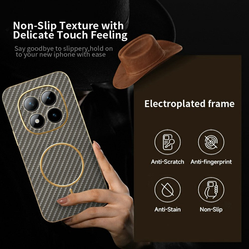 For Xiaomi Redmi Poco M8 Pro 5G / Redmi Note 15 Pro+ 5G (Global) Phone Case Carbon Fiber Textured Electroplated TPU Back Cover
