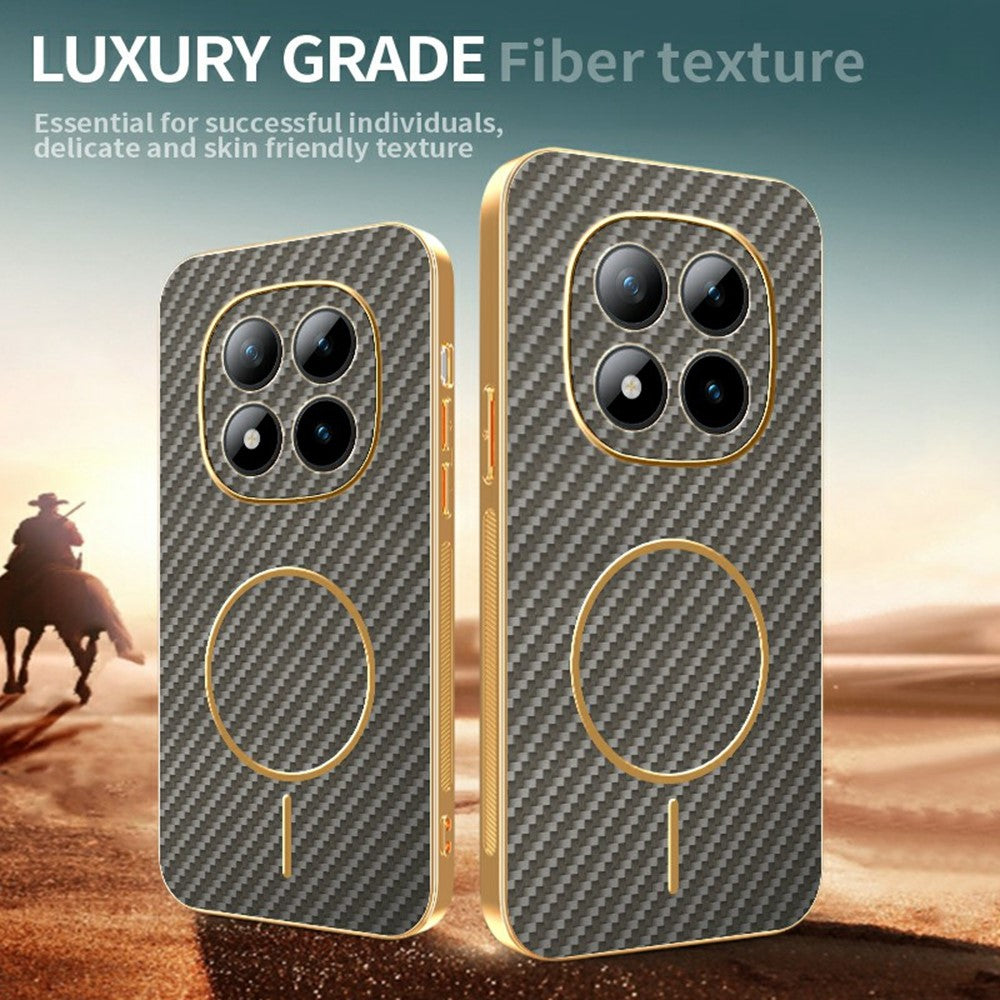 For Xiaomi Redmi Poco M8 Pro 5G / Redmi Note 15 Pro+ 5G (Global) Phone Case Carbon Fiber Textured Electroplated TPU Back Cover