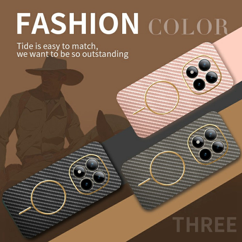 For Xiaomi Redmi Poco M8 Pro 5G / Redmi Note 15 Pro+ 5G (Global) Phone Case Carbon Fiber Textured Electroplated TPU Back Cover