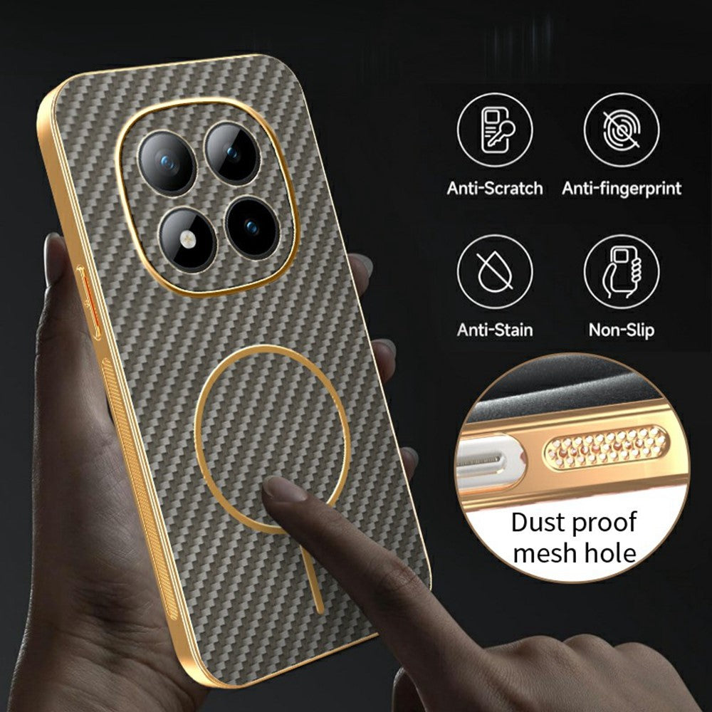 For Xiaomi Redmi Poco M8 Pro 5G / Redmi Note 15 Pro+ 5G (Global) Phone Case Carbon Fiber Textured Electroplated TPU Back Cover