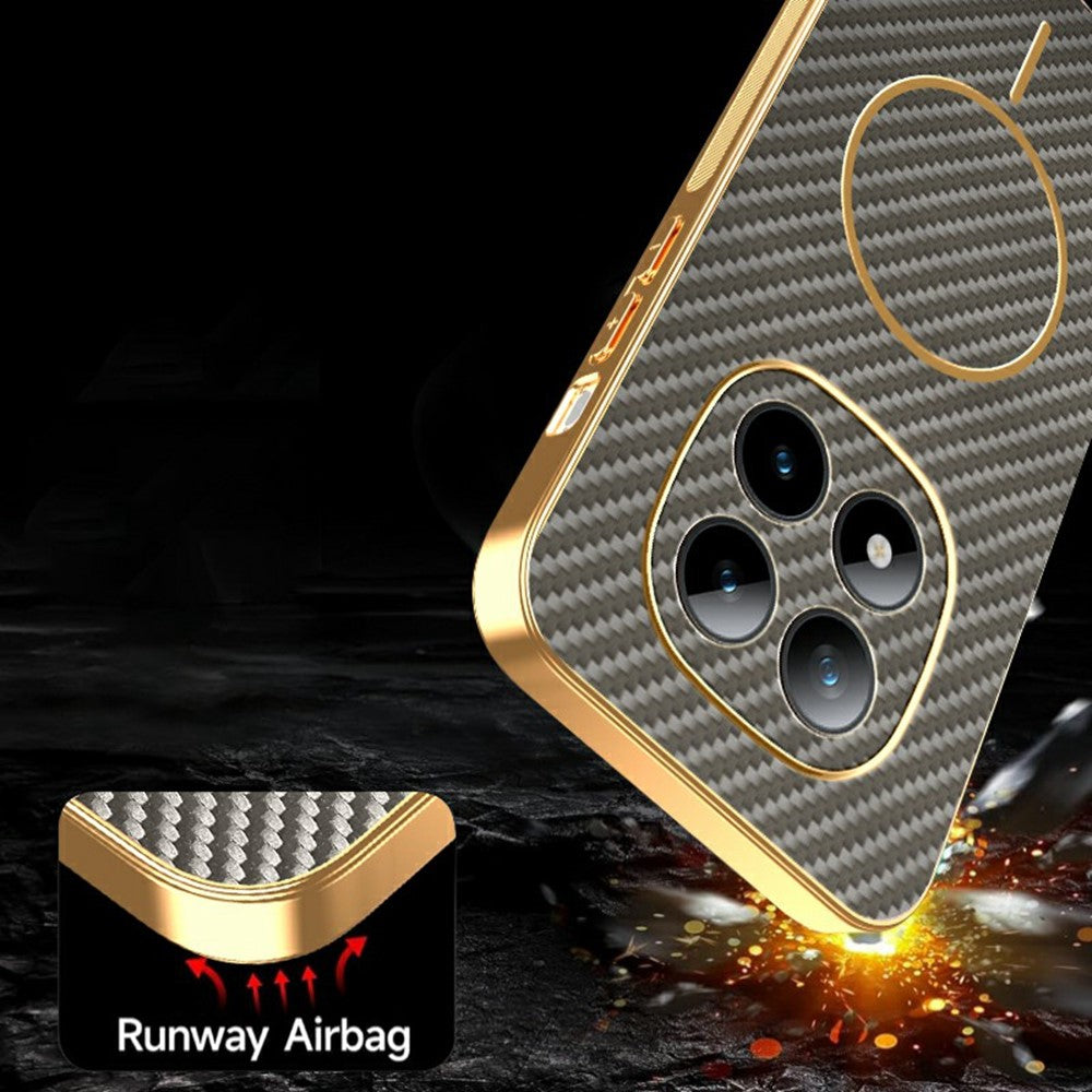 For Xiaomi Redmi Poco M8 Pro 5G / Redmi Note 15 Pro+ 5G (Global) Phone Case Carbon Fiber Textured Electroplated TPU Back Cover