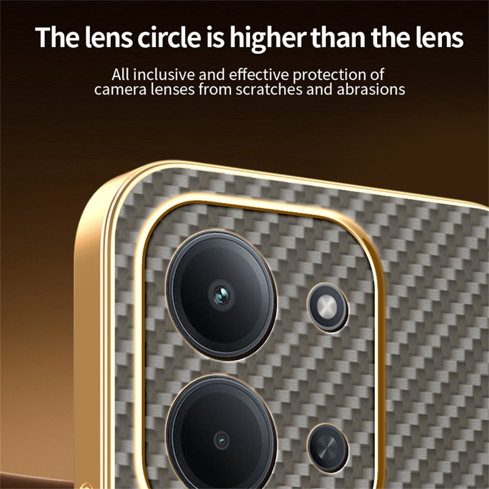 Phone Case For Xiaomi Redmi 15C 4G (EU) (173mm) / 15C 5G (EU) (173mm) / Poco C85 4G (173mm) Carbon Fiber Textured Electroplated TPU Back Cover