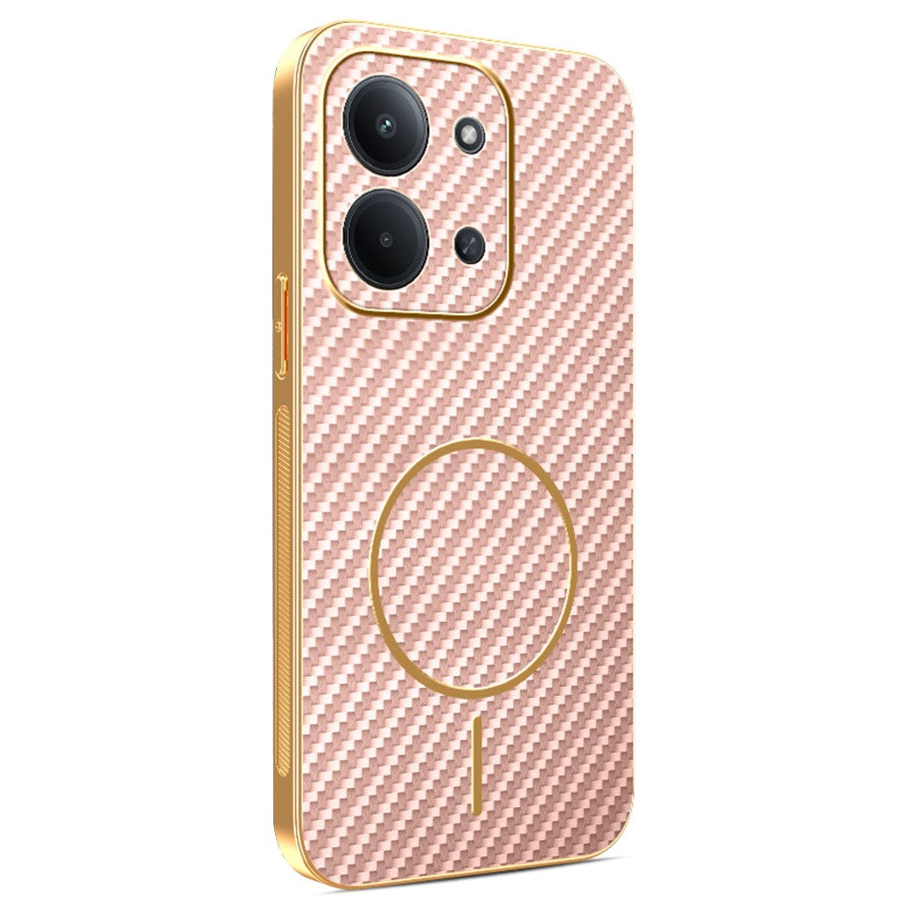 Phone Case For Xiaomi Redmi 15C 4G (EU) (173mm) / 15C 5G (EU) (173mm) / Poco C85 4G (173mm) Carbon Fiber Textured Electroplated TPU Back Cover