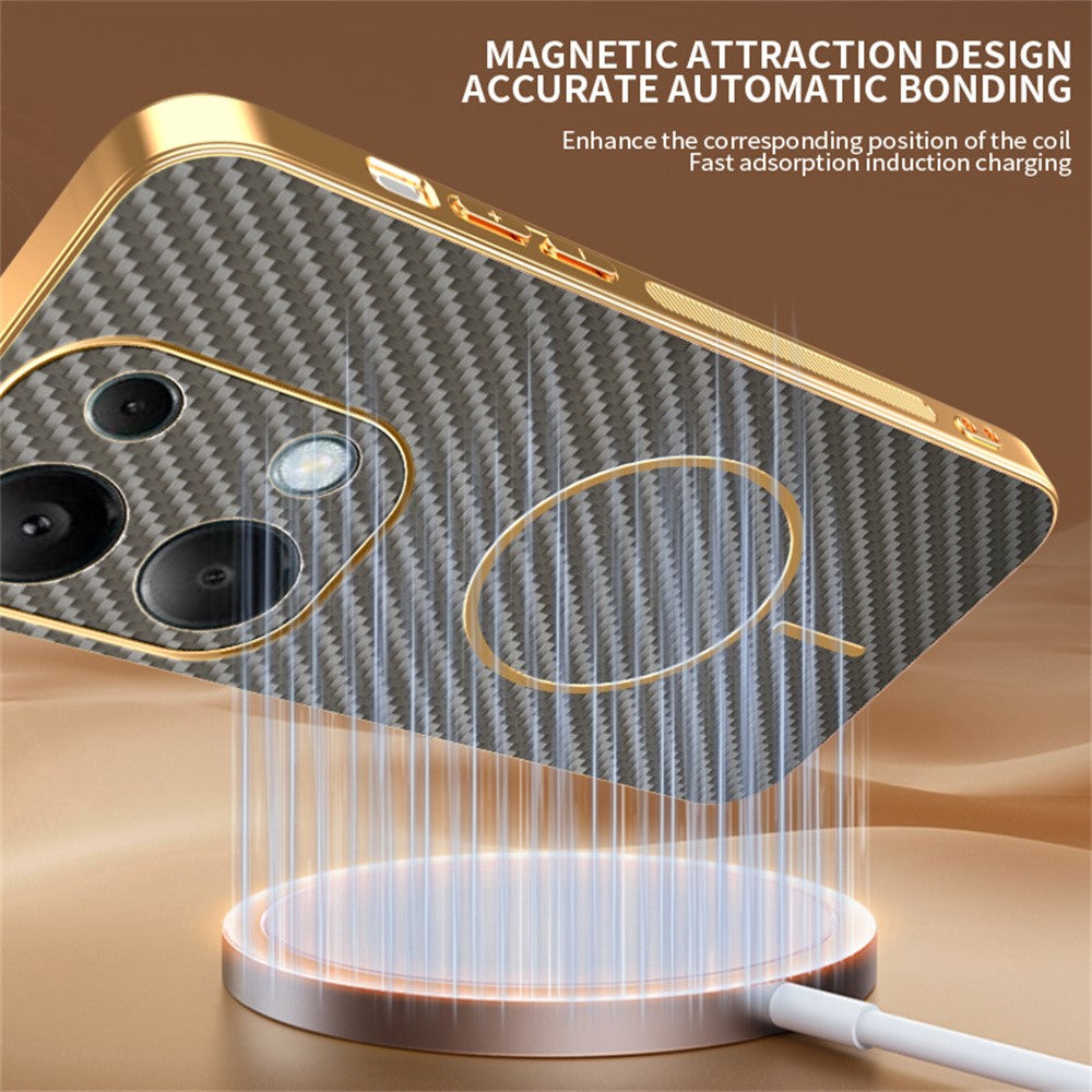 Phone Case For Xiaomi Redmi Note 13 Pro 4G / 14S 4G / Poco M6 Pro 4G Carbon Fiber Textured Electroplated TPU Back Cover