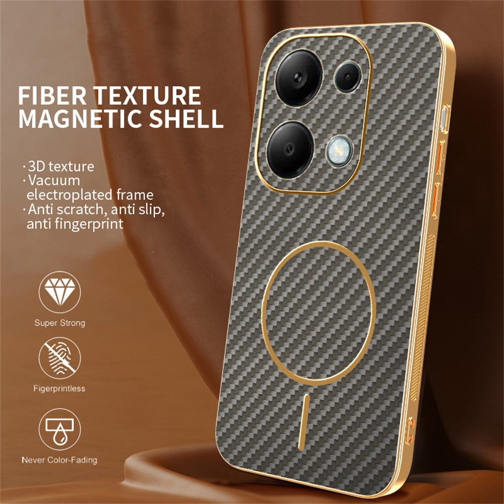 Phone Case For Xiaomi Redmi Note 13 Pro 4G / 14S 4G / Poco M6 Pro 4G Carbon Fiber Textured Electroplated TPU Back Cover