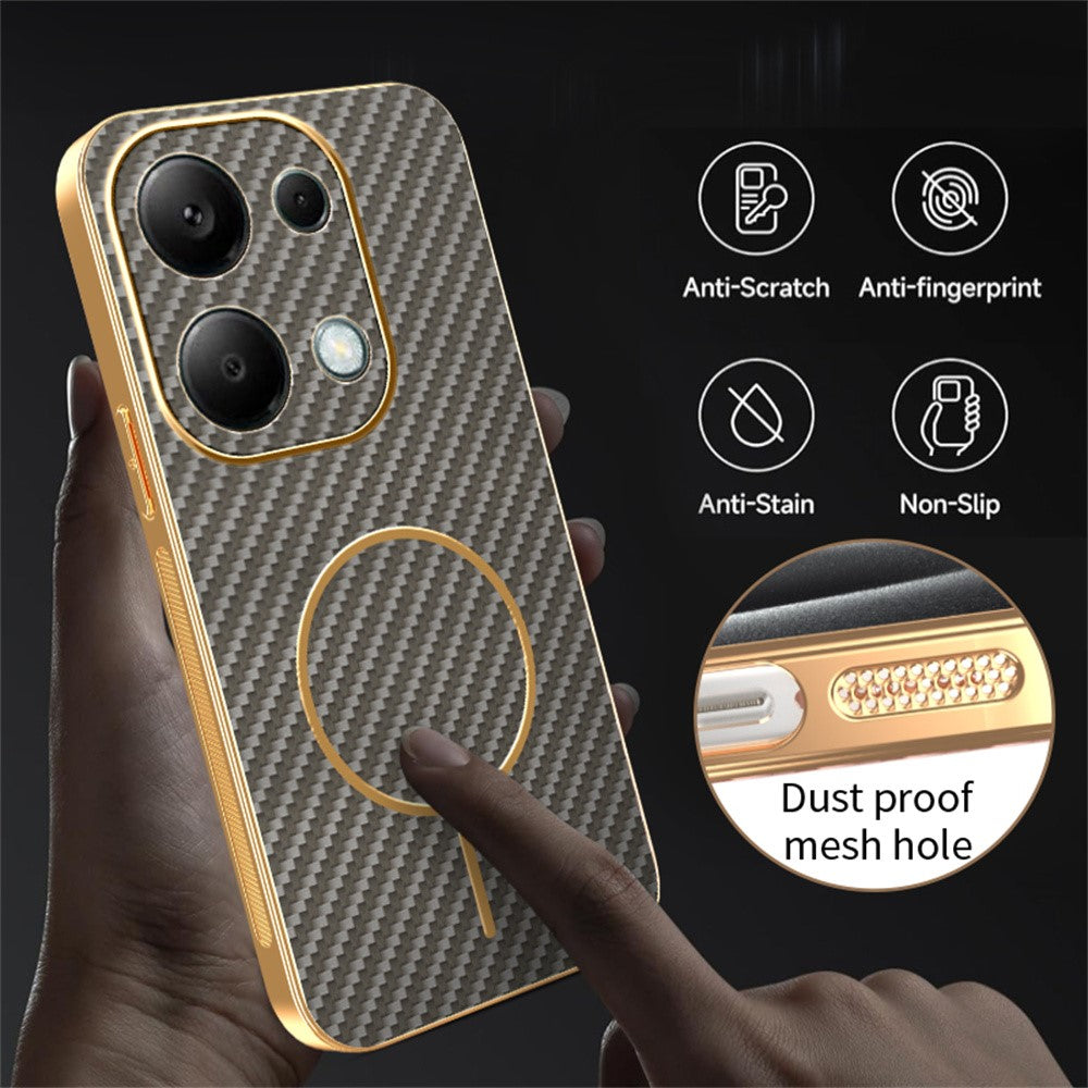 Phone Case For Xiaomi Redmi Note 13 Pro 4G / 14S 4G / Poco M6 Pro 4G Carbon Fiber Textured Electroplated TPU Back Cover