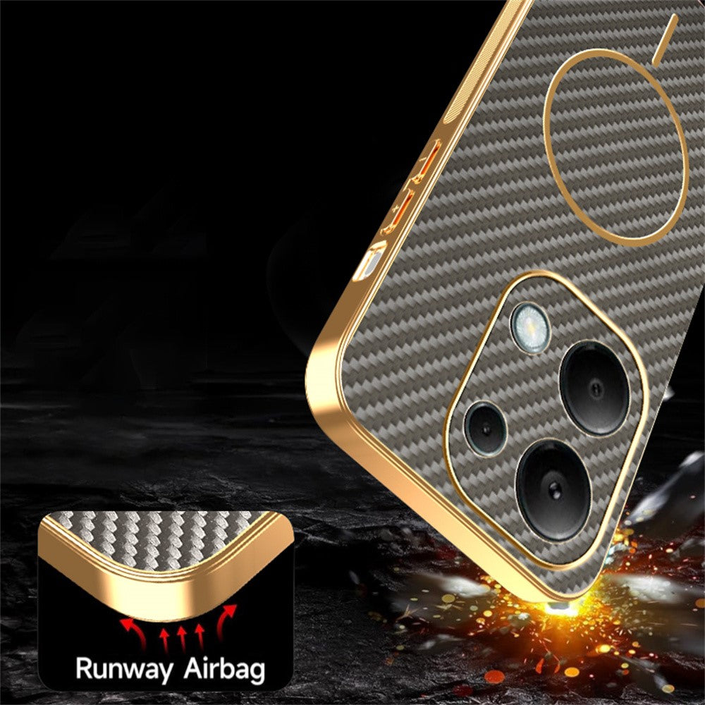 Phone Case For Xiaomi Redmi Note 13 Pro 4G / 14S 4G / Poco M6 Pro 4G Carbon Fiber Textured Electroplated TPU Back Cover